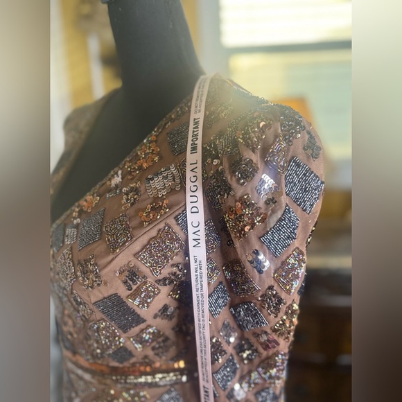 Brown Geo Embellished Midi Sheath Dress - Picture 9 of 15